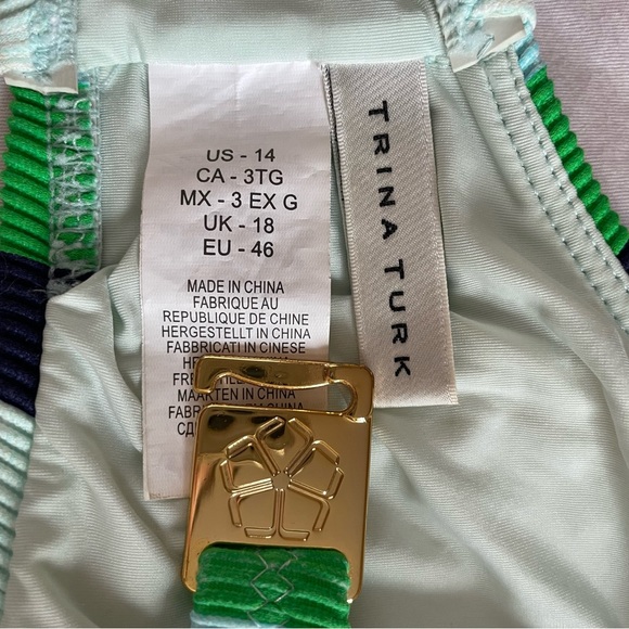 TRINA TURK swim wear bikini multi colored size 12 size 14, green pink blue - Picture 4 of 8